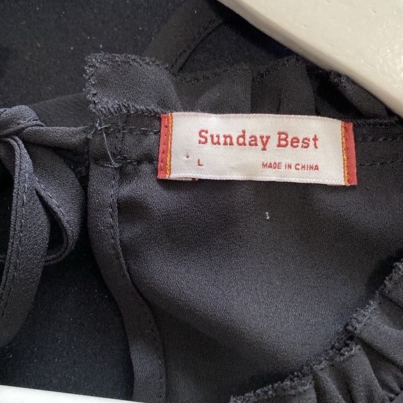 NWOT Aritzia Sunday Best Ruffle Elegant Black Long Sleeve Mini Dress Siz… - Picture 9 of 14